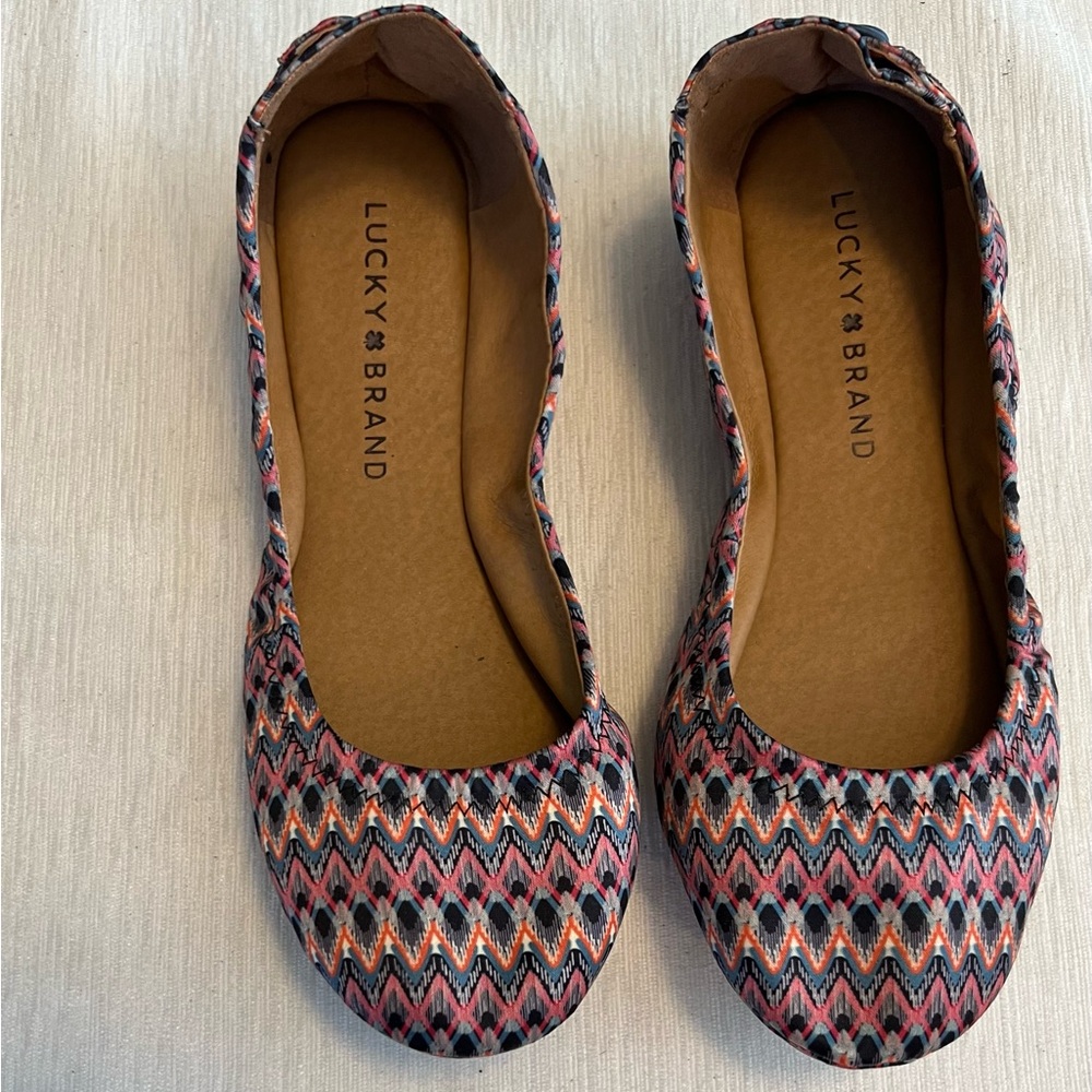 NWT Lucky Brand Women's Multicolor Ballet Flats Corset Lacing Size 6